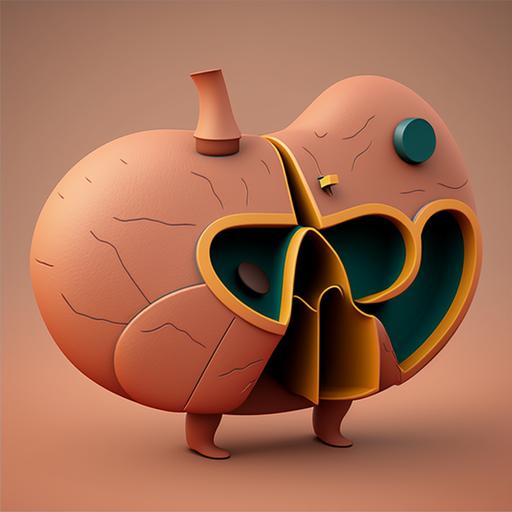 fatty liver, cartoon characterization, in a pretty color ar 5:5