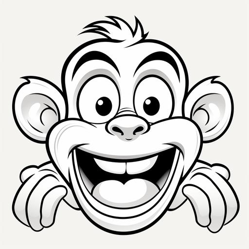 feelings coloring page for kids 3-5,monkey,laughed,cartoon style,white background,cartoon style,thick lines,low detail, 0% shading--ar 9:11
