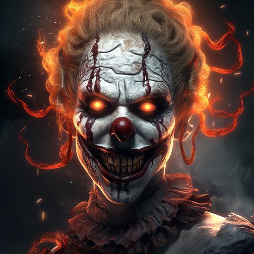 female horror clown character animated style