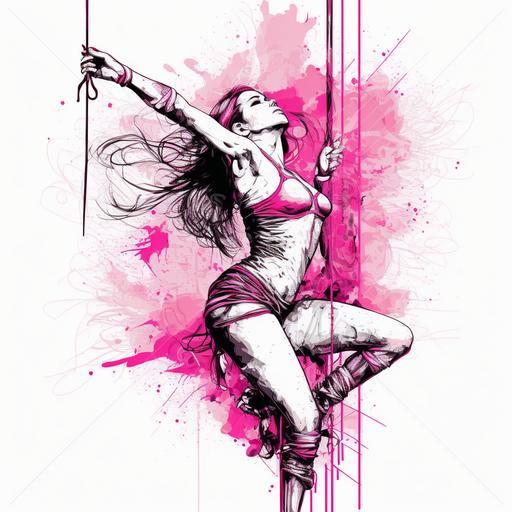female pole dancer clipart outline art colors main pink white background sharpen details well composed