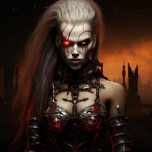 female terminator warrior with face of a zombie --c 25 --s 300 --style bcJI6fczgBnuZg-1hFTBEy1zFEzaOpz