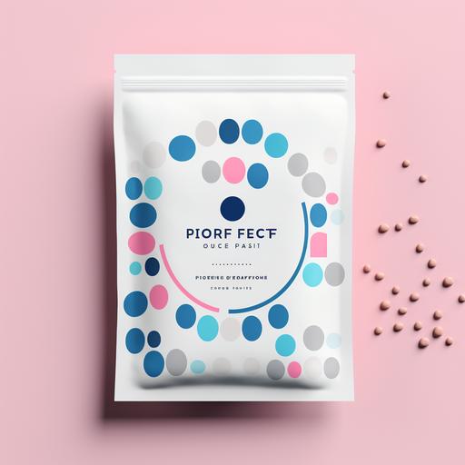 produce filter coffee package mockup, with a pink and blue Coffee Bean label ,all white background