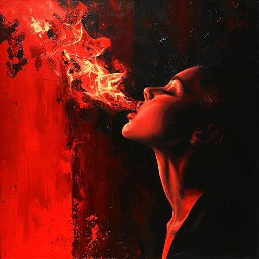 fire breather in style of helmut newton::3 , the romance to end all teen romances girl red hot vs cold boy blue --v 6.0