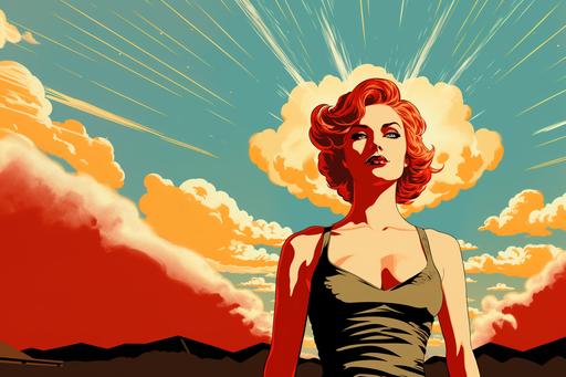 fire haired woman body style butcher billy background sunny day --ar 3:2