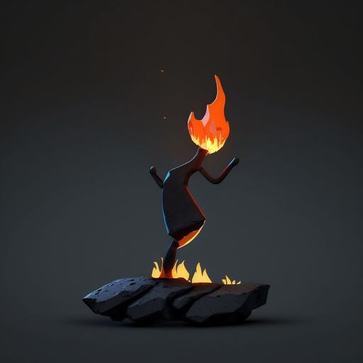 fire sprite using a glossy slab of obsidian as a 🪞, whimsical, cute --chaos 66
