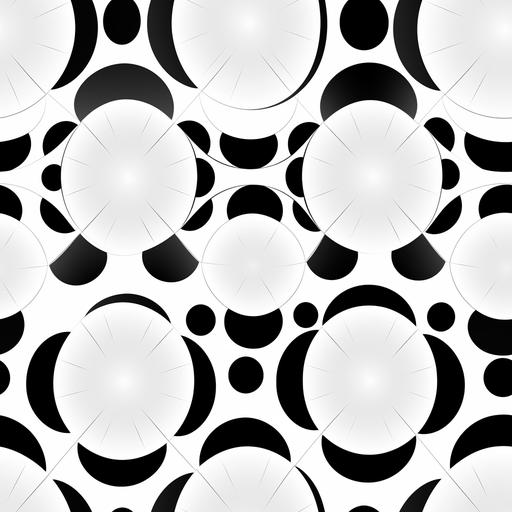 five irregular pantied circles on white background, pattern, black and white color --tile