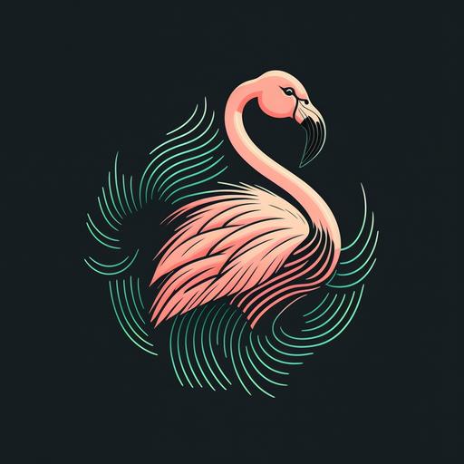 flamingo logo design, vector logo, minimal, lines --v 4