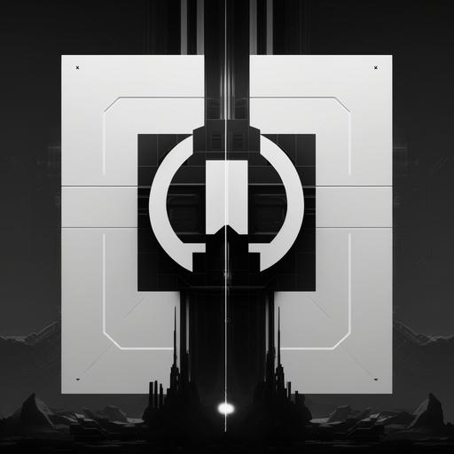 flat design, minimalist, scifi,square base , Dawn Alliance icon , logo, The basic type is the main body, Refining and abstracting, justice, concise ,have no color, white and black, 4k, --v 4 --q 2