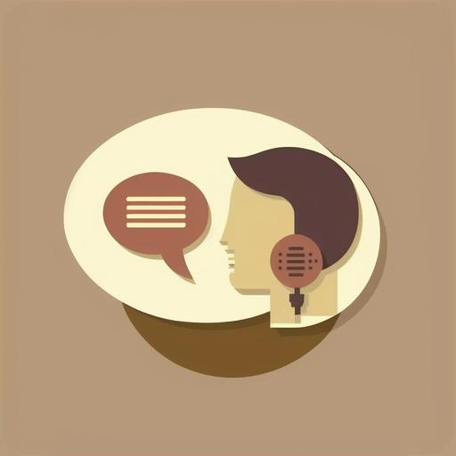 flat icon, guest talk, icon color beige, brown color background