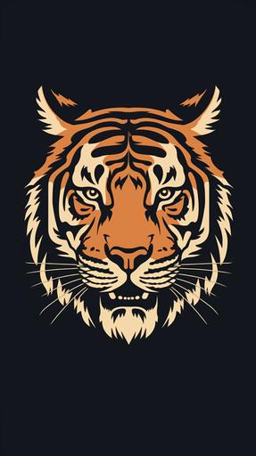 flat vector preppy vintage tiger logo in the style of ralph lauren. using muted colors orange black and white --ar 9:16