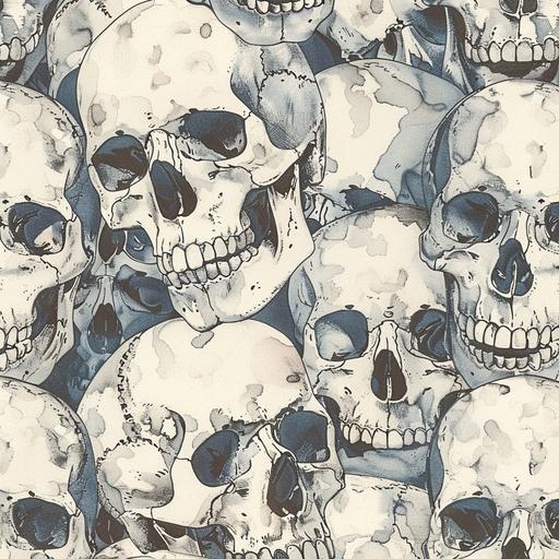flat wall paper of skulls and bones small texture sketched --v 6.0