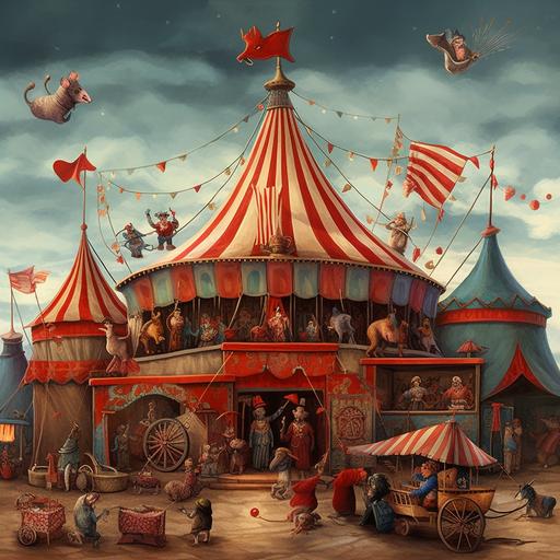 flea circus, illustration