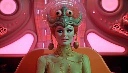 flirtatious triskaidekaphobia alien, brain, 70s aesthetics, retro movie --ar 7:4 --s 700