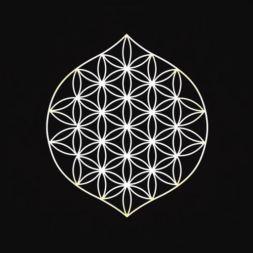 flower of life, metatron’s cube, sacred geometry, logo, black and white, flat, simple, vector art,