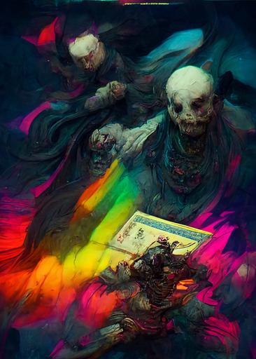 Horror of Horrors from magic the gathering, extremely detailed, photo real by Hokusai and Mike Mignola::4 glitchcore trending on artstation elaborate dark CMYK ink illustration::3 rainbowcore glitch art paper::3 shadowverse tarot card::3 --w 320 --h 448 --uplight
