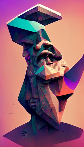 3d rendered ancient greek pedastal statue of the low poly Trollface by AK-巴比索, trending on artstation ::3 grainy retro wonderful illustration, intricate complexity::3 occult propaganda::2 dread, fear::0.5 zappy holographic multicolored swirling grid fractal reactor, trending on artstation ::1 purple and black 80s detailed art::1 --h 440