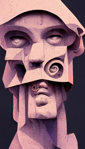 3d rendered ancient greek pedastal statue of the low poly Trollface by AK-巴比索, trending on artstation ::3 grainy retro wonderful illustration, intricate complexity::3 occult propaganda::2 dread, fear::0.5 zappy holographic multicolored swirling grid fractal reactor, trending on artstation ::1 purple and black 80s detailed art::1 --h 440
