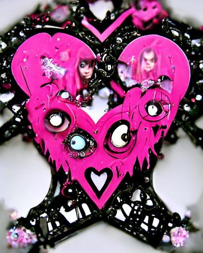 blingee gif draincore, Y2K breakcore webcore::3 | glittered black and pink gothic hearts frame, monster high scene kid gif::5 --h 320 --vibe