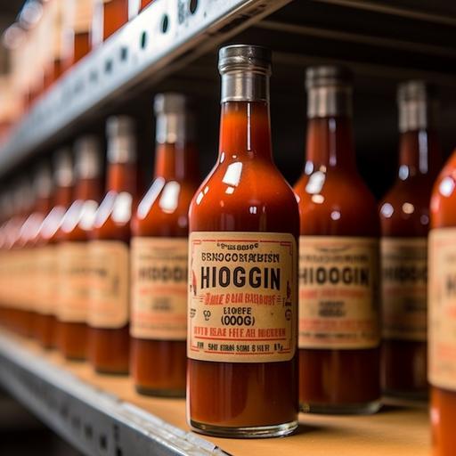 foghorn brand hot sauce , big bottle , labeled HOT --s 1000 --s 750 --v 5