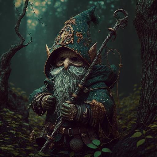 forest gnome archer, fantasy, surreal, horror
