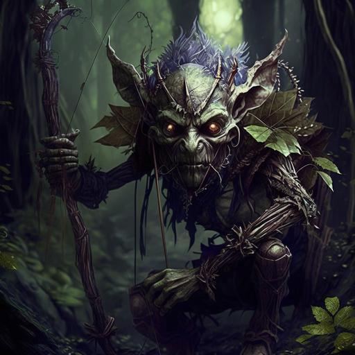 forest goblin archer, fantasy, surreal, horror, scary, aggressive
