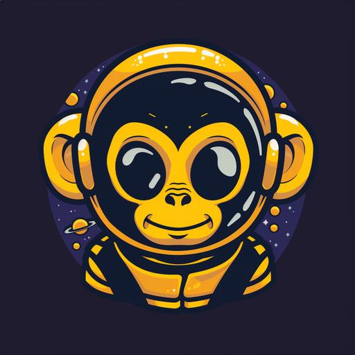 Logo for account, mascot is a mix of alien and monkey, space background, theme color is yellow, vector logo, cartoon character style --v 6.0