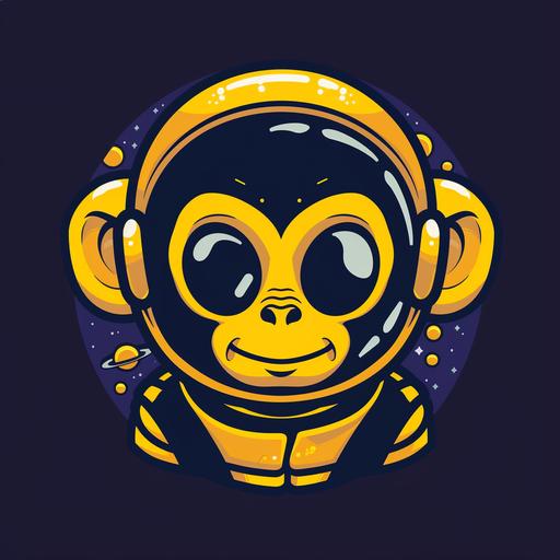 Logo for account, mascot is a mix of alien and monkey, space background, theme color is yellow, vector logo, cartoon character style