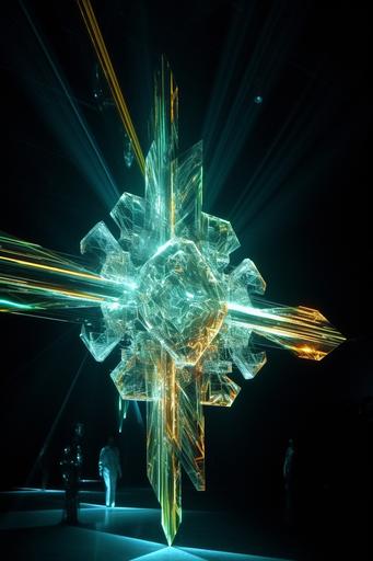 fractal diamond with transparent and crystal texture, skull be buried in ice for eternity jesus and barbies with devil wings, catholic cross in fire, high details, 16k, unreal engine --ar 2:3 --v 5.0