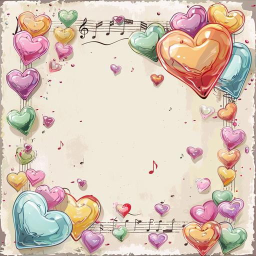 frame made of colorful hearts and music notes --v 6.0