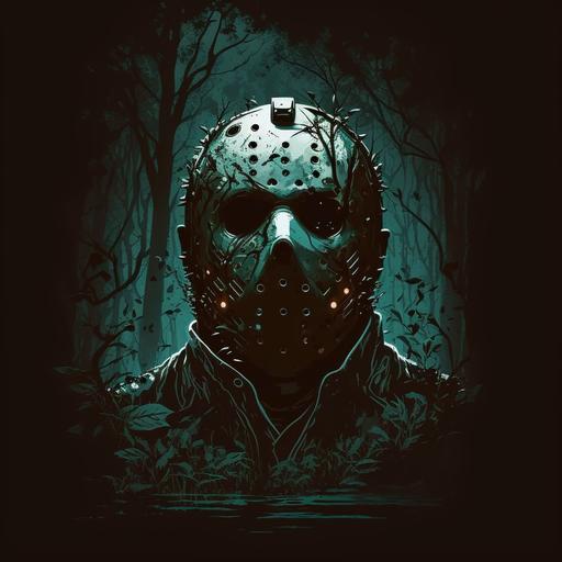 friday the 13th jason , dark , background in woods , abstract