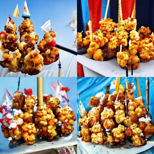 fried popcorn on a stick, carnival food