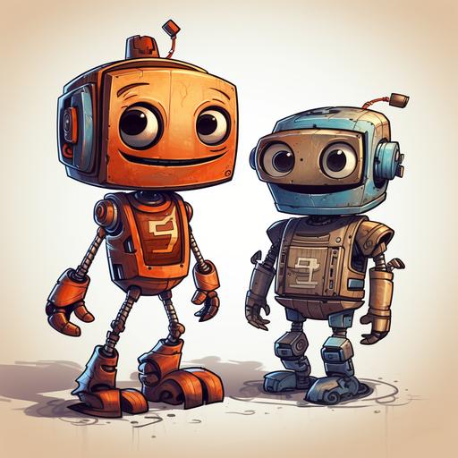 friendly robots cartoon style