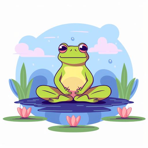 frog yoga illustration cartoon in the style of matisse simplistic japanese pastel innocent minimalistic dream