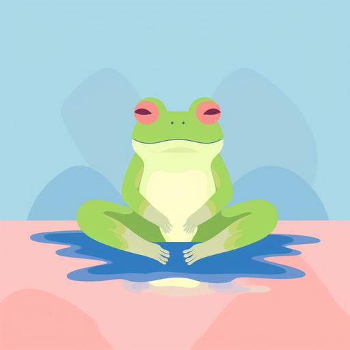 frog yoga illustration cartoon in the style of matisse simplistic japanese pastel innocent minimalistic dream