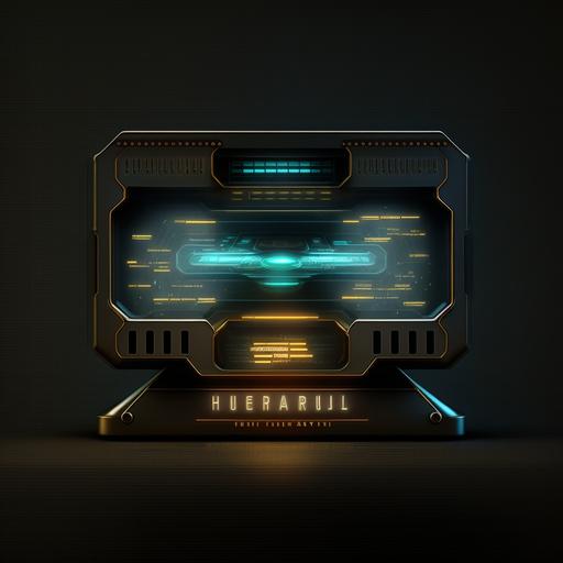 front view hologram projector showing loading bar interface screen
