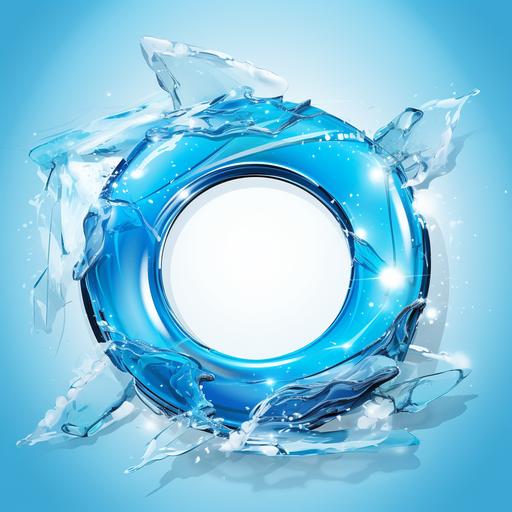 frozen blue rubber ring vector logo on cracked ice