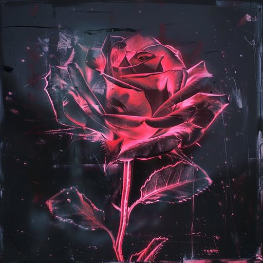 frozen rose, noir, synthwave ambrotype