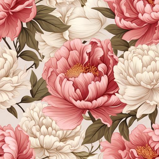 full blooms peonies seamless pattern light colors --tile