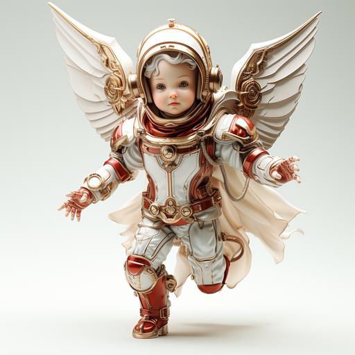 full body of a gorgeous futuristic renaissence flying cherubin bot baby angel, red costume, minimalism, simplicity, emotional expression white background, renaissence michelangelo inspiration, bokeh, iridiscent glow, mystique scene, ethereal, surreal fantasy, renaissence scene, majestic, aesthetics, studio lighting, cinematic lighting, deep focus, super adobe, detailed texture, aesthetics, neuro cognitive art, photoshop, octane render, pinterest art, award - winning photography, world renowned, high resolution, color grading, high art, iPhone 14 pro max camera, no blurs, neurocore, hi - res, uhd, 32k, 1200DPI --s 300 --v 5.2 --ar 1:1