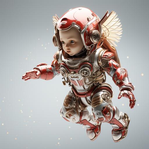 full body of a gorgeous futuristic renaissence flying cherubin bot baby angel, red costume, minimalism, simplicity, emotional expression white background, renaissence michelangelo inspiration, bokeh, iridiscent glow, mystique scene, ethereal, surreal fantasy, renaissence scene, majestic, aesthetics, studio lighting, cinematic lighting, deep focus, super adobe, detailed texture, aesthetics, neuro cognitive art, photoshop, octane render, pinterest art, award - winning photography, world renowned, high resolution, color grading, high art, iPhone 14 pro max camera, no blurs, neurocore, hi - res, uhd, 32k, 1200DPI --s 300 --v 5.2 --ar 1:1