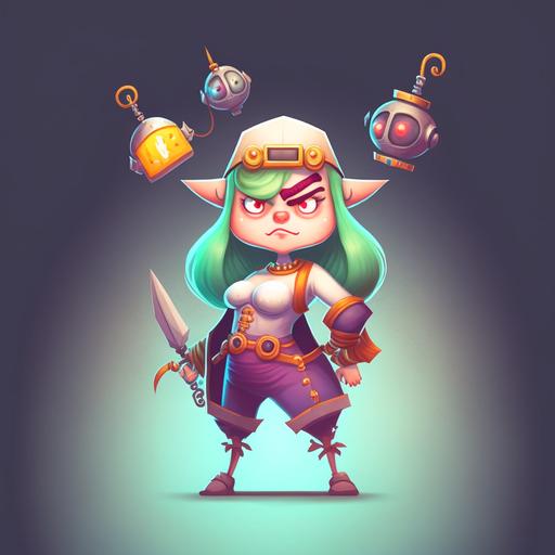 full body portrait, Deedlit Elf as beatiful girl pirate character, Pixar cartoon style  --v 4