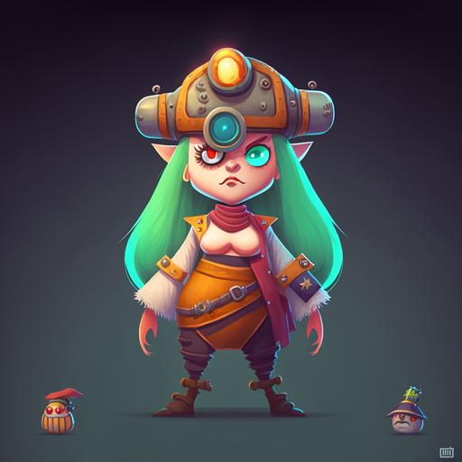 full body portrait, Deedlit Elf as beatiful girl pirate character, Pixar cartoon style  --v 4