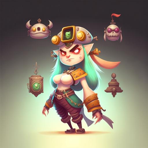 full body portrait, Deedlit Elf as beatiful girl pirate character, Pixar cartoon style  --v 4