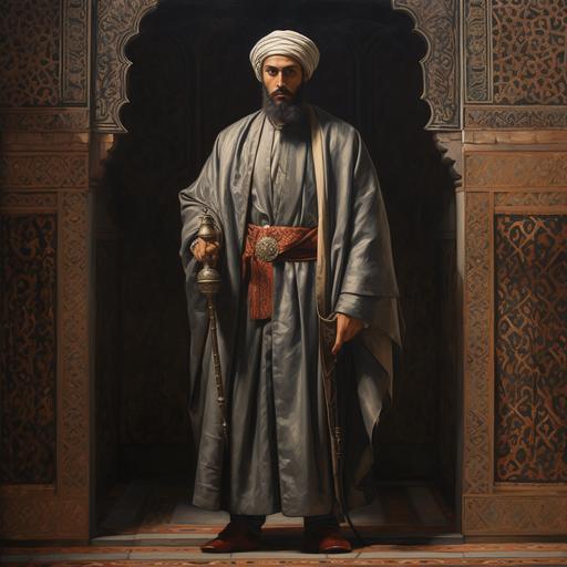 full body standing muslim man in spanish islam art painting