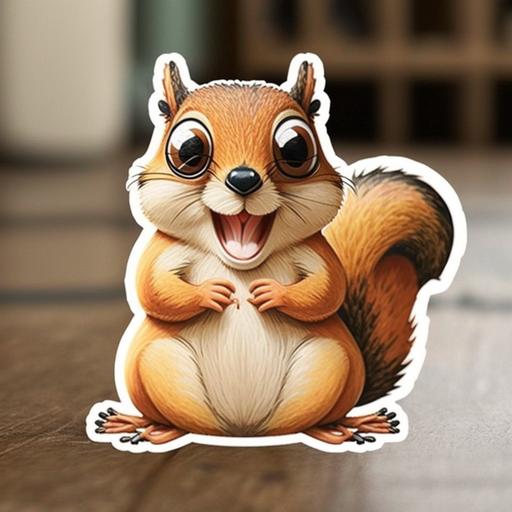 funny cartoon squirrel sticker printable