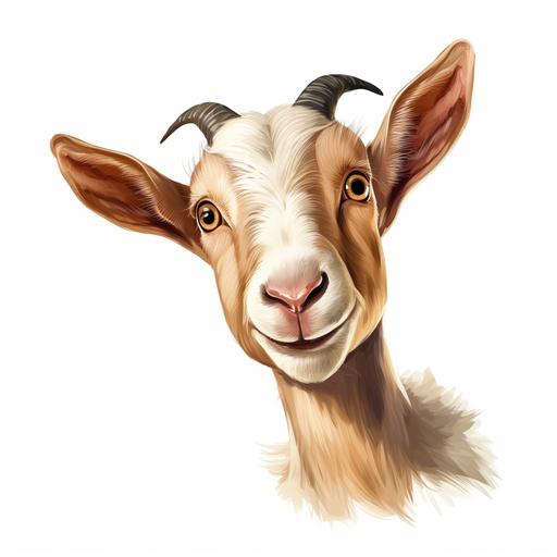 funny goat looking forward, enhances, white background clipart