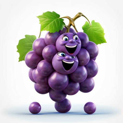 funny grape cartoon character with many faces, 3d cartoon style