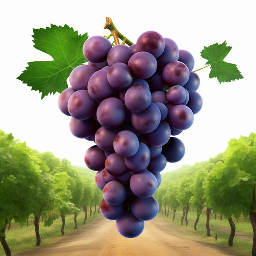 funny grape cartoon character with many funny faces, 3d cartoon style, vineyard in the background