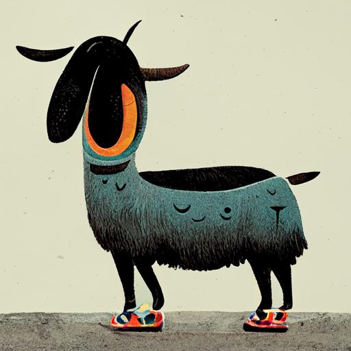 funny looking goat character cartoon with shoes