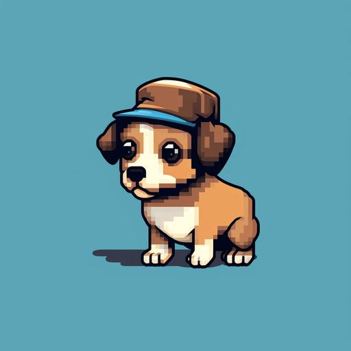 funny pixel dog in hat, 16-bit, minimal pixel art, old videogame style